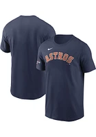 Nike Houston Astros Navy Blue Gold Wordmark Short Sleeve T Shirt