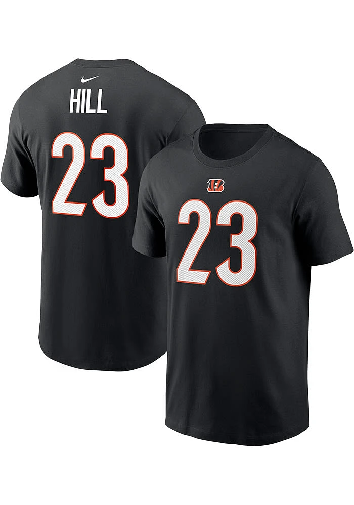 Daxton Hill Cincinnati Bengals Black Name and Number Short Sleeve Player T Shirt