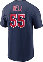 Josh Bell Cleveland Guardians Navy Blue Name and Number Short Sleeve Player T Shirt