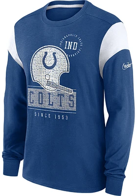 Nike Indianapolis Colts Blue HISTORIC Sleeve STRIPE Long Fashion T Shirt