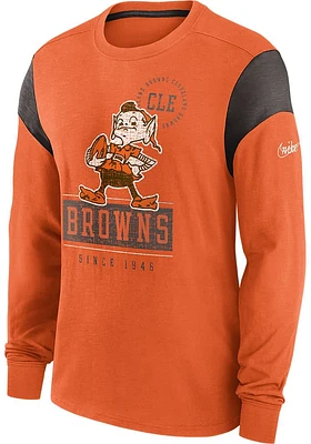 Nike Cleveland Browns Orange HISTORIC Sleeve STRIPE Long Fashion T Shirt
