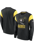 Nike Pittsburgh Steelers Black HISTORIC Sleeve STRIPE Long Fashion T Shirt