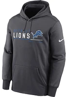 Nike Detroit Lions Mens Charcoal THERMA PULLOVER Hood