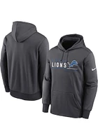 Nike Detroit Lions Mens Charcoal THERMA PULLOVER Hood