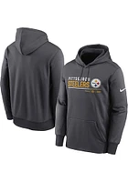 Nike Pittsburgh Steelers Mens Charcoal THERMA PULLOVER Hood