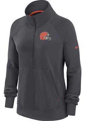Nike Cleveland Browns Womens Charcoal Premium Qtr Zip Pullover
