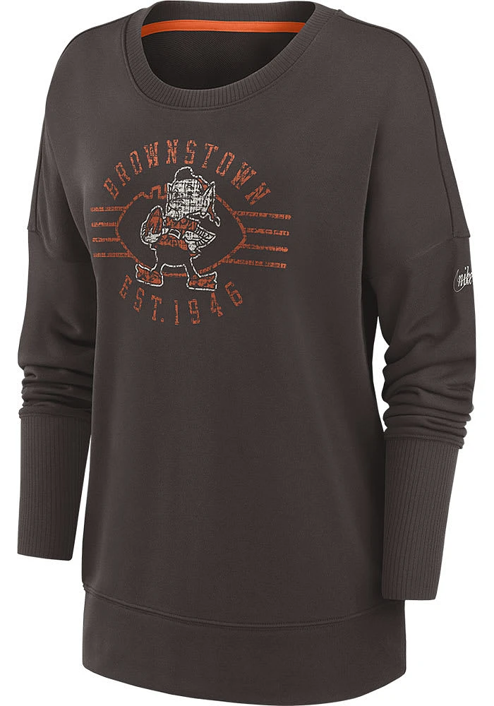Nike Cleveland Browns Womens Brown Playback Crew Sweatshirt