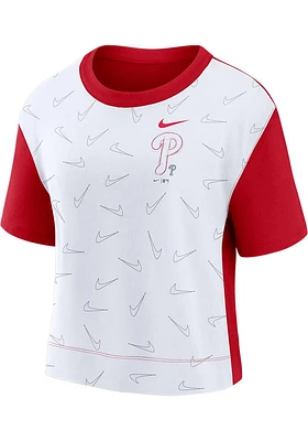Nike Philadelphia Phillies Womens White Boxy Short Sleeve T-Shirt
