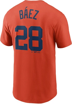 Javier Baez Detroit Tigers Orange Name And Number Short Sleeve Player T Shirt