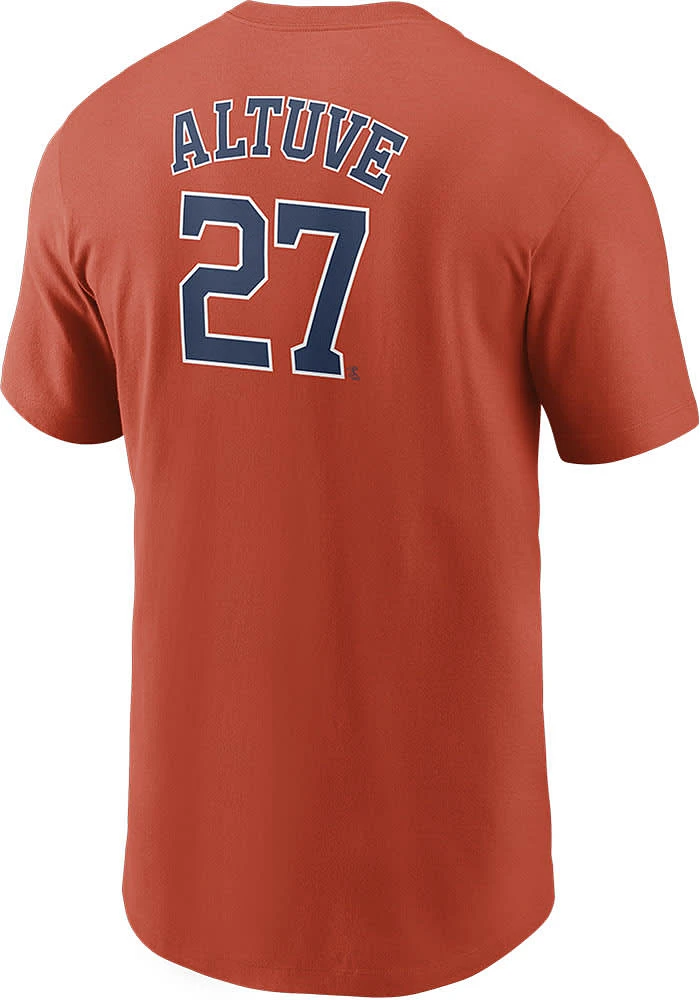 Jose Altuve Houston Astros Orange Name And Number Short Sleeve Player T Shirt