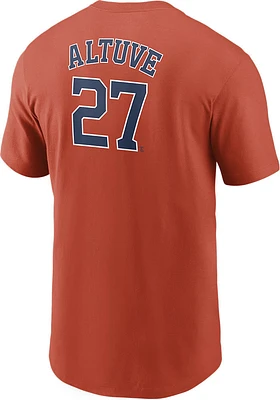 Jose Altuve Houston Astros Orange Name And Number Short Sleeve Player T Shirt