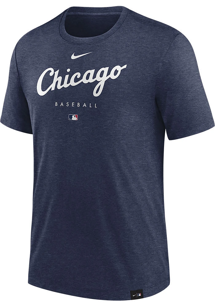 Nike Chicago White Sox Navy Blue Early Work Script Short Sleeve Fashion T Shirt