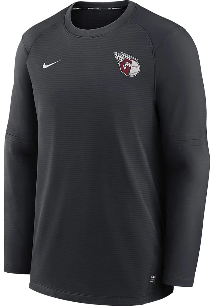 Nike Cleveland Guardians Mens Navy Blue Pregame Long Sleeve Sweatshirt