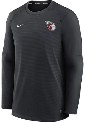 Nike Cleveland Guardians Mens Navy Blue Pregame Long Sleeve Sweatshirt