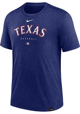 Nike Texas Rangers Blue Early Work Wordmark Short Sleeve Fashion T Shirt