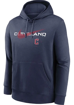 Nike Cleveland Guardians Mens Navy Blue Swoosh Neighborhood Long Sleeve Hoodie