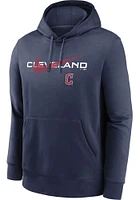 Nike Cleveland Guardians Mens Navy Blue Swoosh Neighborhood Long Sleeve Hoodie
