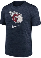 Nike Cleveland Guardians Navy Blue Logo Velocity Short Sleeve T Shirt