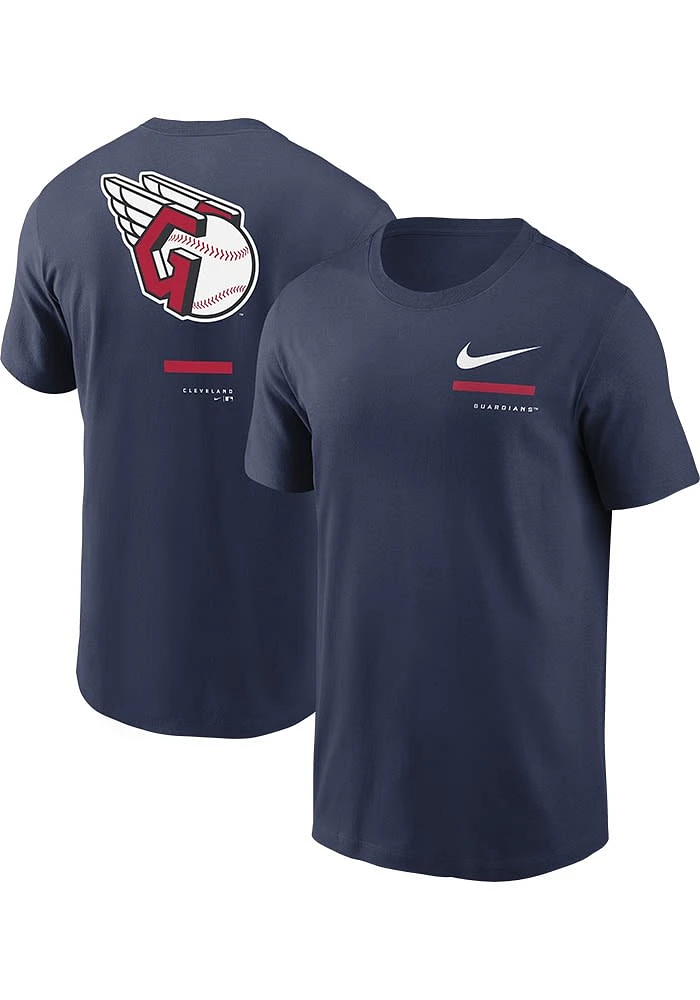 Nike Cleveland Guardians Navy Blue Over Shoulder Short Sleeve T Shirt