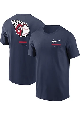Nike Cleveland Guardians Navy Blue Over Shoulder Short Sleeve T Shirt