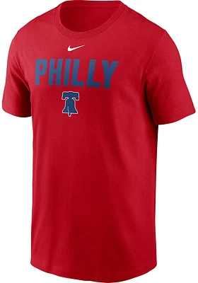 Nike Philadelphia Phillies Red Local Wordmark Short Sleeve T Shirt