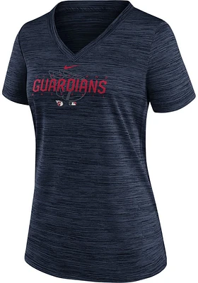 Nike Cleveland Guardians Womens Navy Blue Velocity T-Shirt