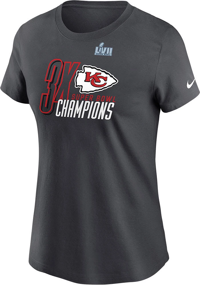 Nike Kansas City Chiefs Womens Charcoal 2022 Super Bowl Champs Multi Short Sleeve T-Shirt