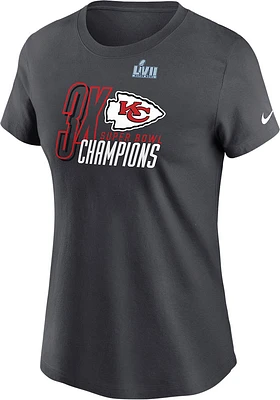 Nike Kansas City Chiefs Womens Charcoal 2022 Super Bowl Champs Multi Short Sleeve T-Shirt