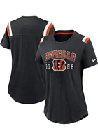 Nike Cincinnati Bengals Womens Black Historic Slub Short Sleeve T-Shirt