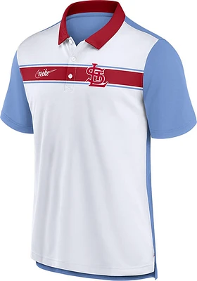 Nike St Louis Cardinals Mens White Rewind Stripe Short Sleeve Polo