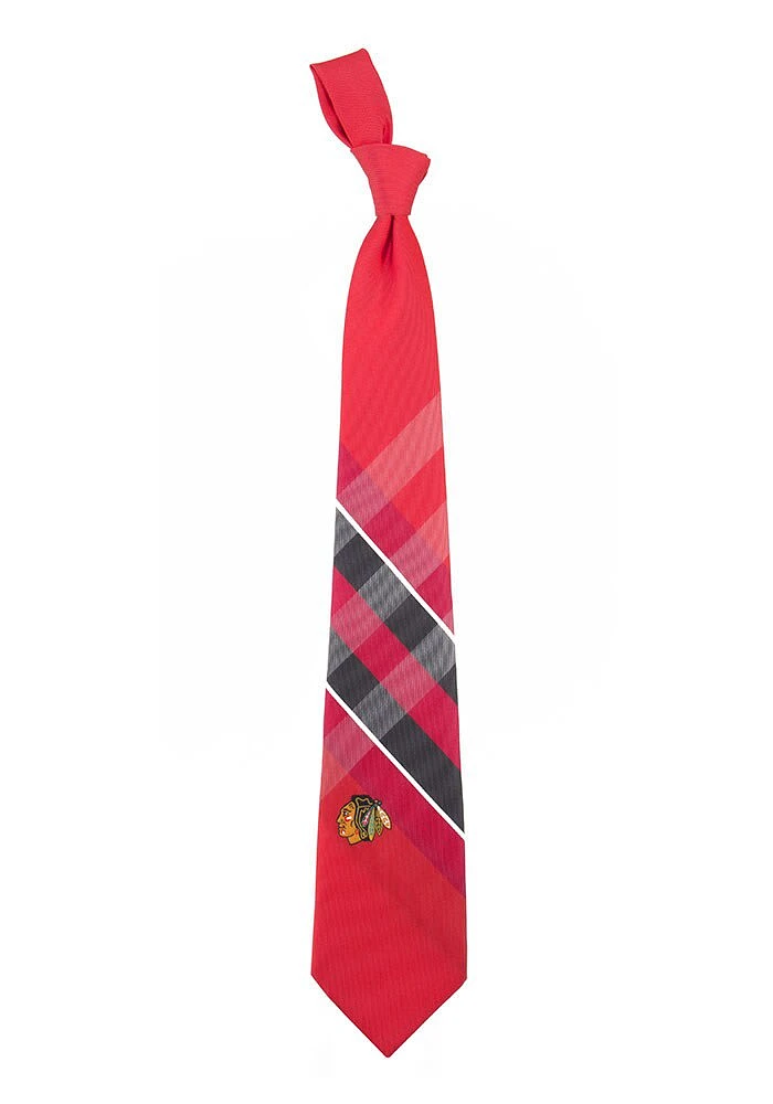 Chicago Blackhawks Woven Poly Skinny Plaid Mens Tie