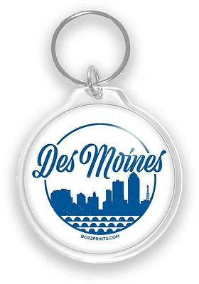 Des Moines designed and illustrated by John Bosley Keychain - Blue