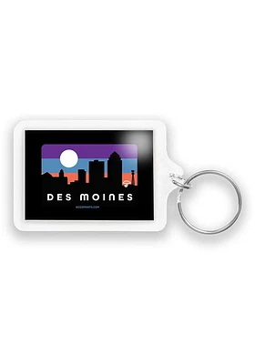 Des Moines Des Moines skyline Keychain - Purple