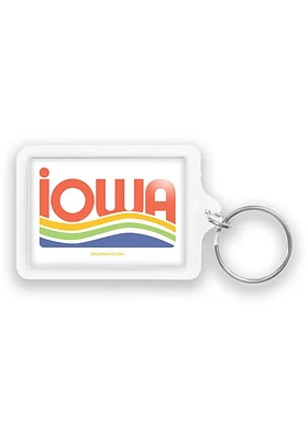 Iowa colorful waves design Keychain - Orange