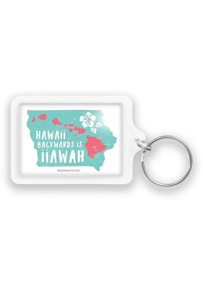 Iowa designed and illustrated by John Bosley Keychain - Green