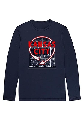 Bozz Prints Kansas City Navy Blue Western Auto Sign Long Sleeve Fashion T Shirt