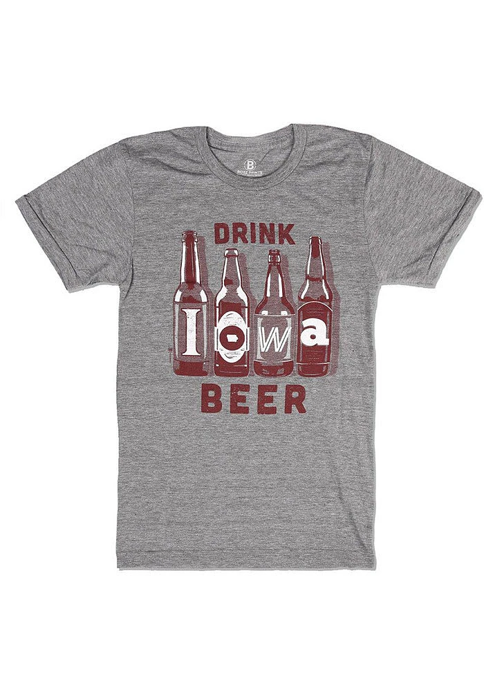 Bozz Prints Iowa Grey Drink Beer Short Sleeve Fashion T Shirt
