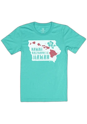 Bozz Prints Iowa Teal Hawaii Backwards Short Sleeve Fashion T Shirt
