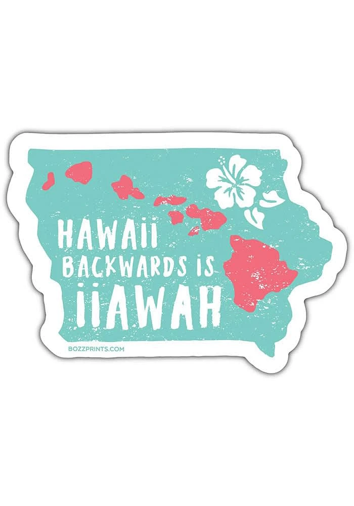 Iowa Hawaii Backward Stickers - Green