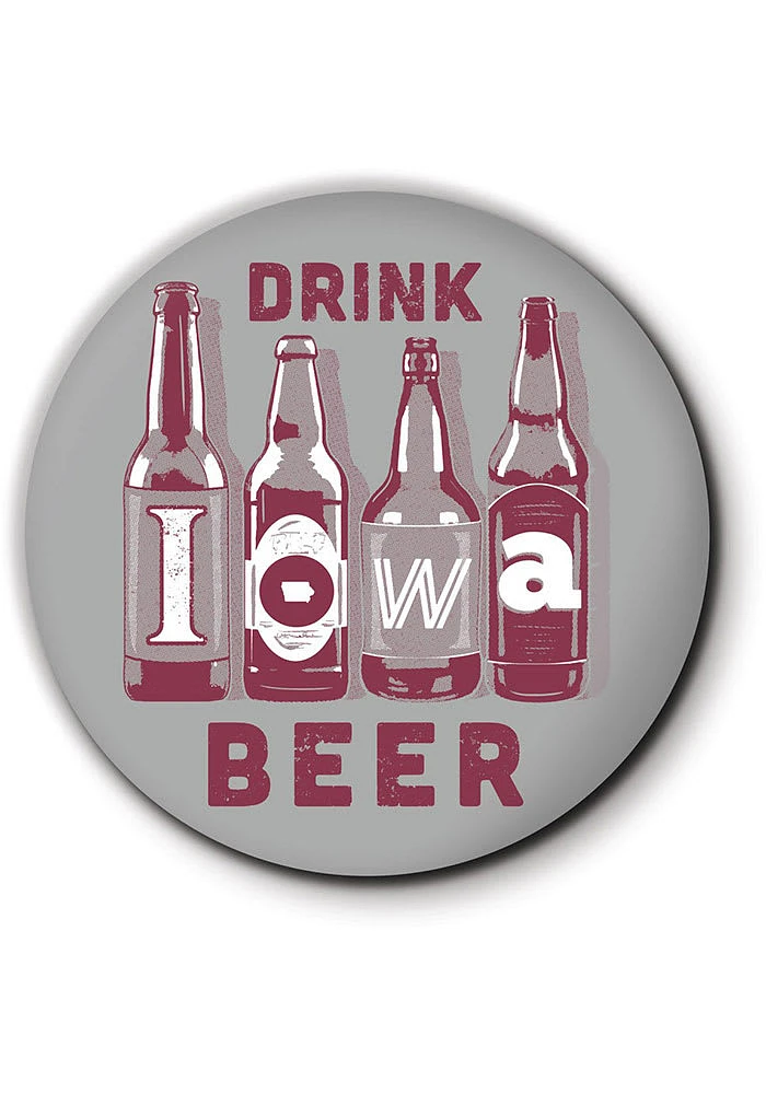 Iowa Drink Beer Coaster - Grey
