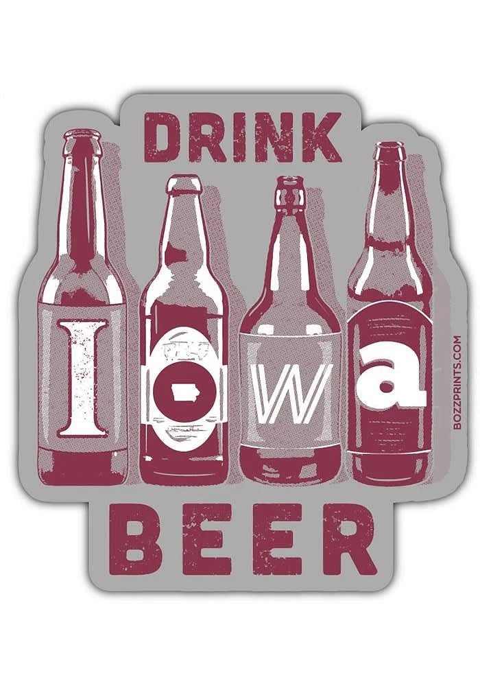 Iowa Drink Beer Stickers - Grey