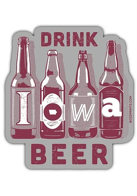 Iowa Drink Beer Stickers - Grey