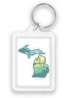 Michigan Layers of Keychain - Blue