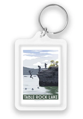 Branson Table Rock Lake Cliff Keychain - White