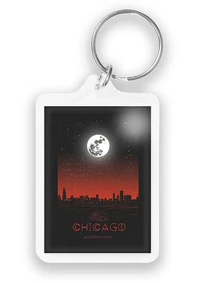Chicago Moon Keychain - White