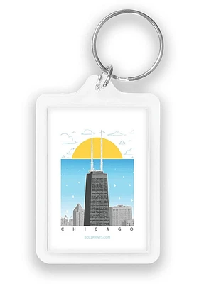 Chicago Skyline Flag Keychain - White
