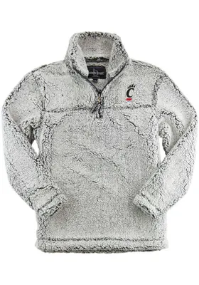 Cincinnati Bearcats Womens Grey Sherpa Embroidered Logo Qtr Zip