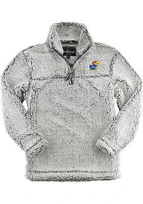Kansas Jayhawks Womens Grey Sherpa Qtr Zip