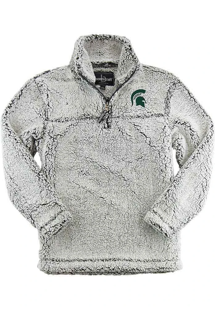 Michigan State Spartans Womens Grey Sherpa Qtr Zip