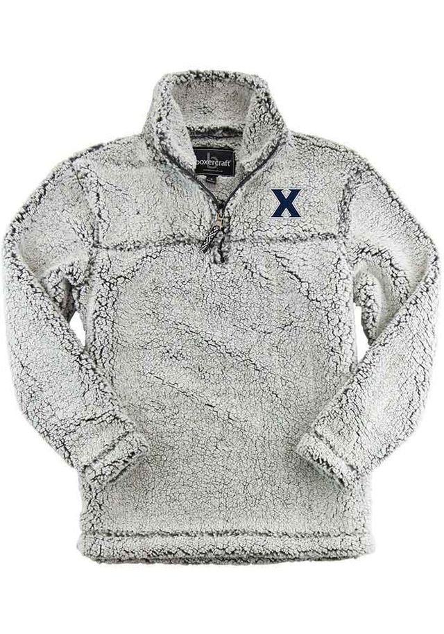 Xavier Musketeers Womens Grey Sherpa Qtr Zip